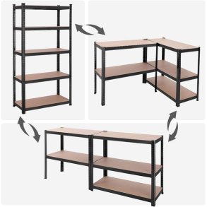 Stlreol med 5 hylder - lagerreol - sort reol 200 x 100 x 50