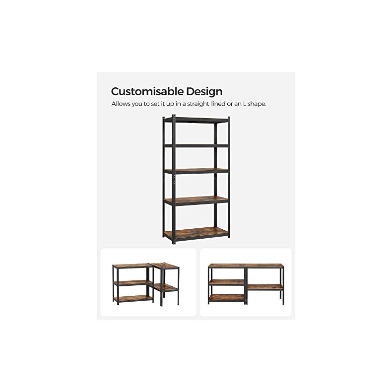 Stlreol - lagerreol - sort og rustik brun reol 180 x 90 x 40