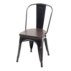 4 cafestole med brun ldersde - sort stabelbar bistro stol og spisestol