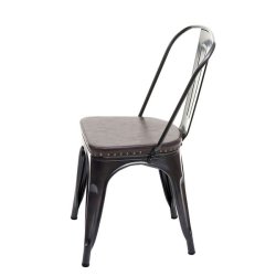 4 cafestole med brun ldersde - sort stabelbar bistro stol og spisestol