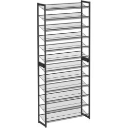 Skoreol med 12 hylder - st med 2 x 6 skohylder - sort metal
