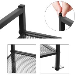 Skoreol med 3 hylder - stabelbart skostativ - sort metal