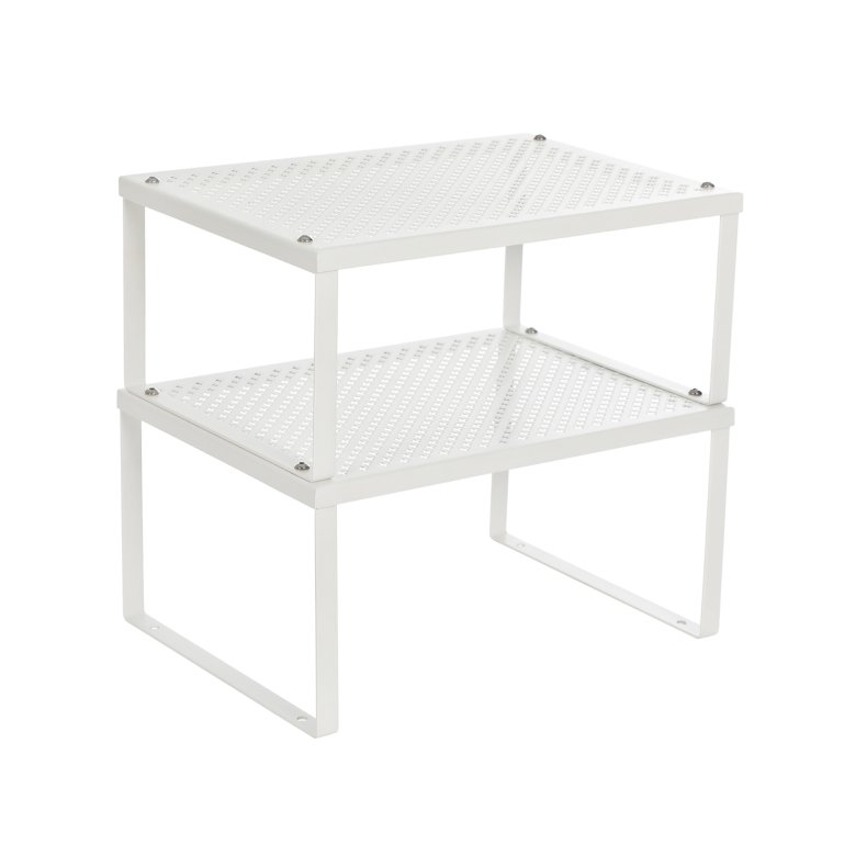 Hylder til bord - s�t med 2 stabelbare k�kkenhylder - hvid metal