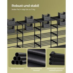 Skoreol med 24 hylder - stort justerbart skostativ - sort