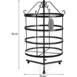 Smykkestativ til reringe og halskder - roterende - sort