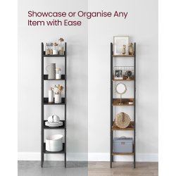 Reol - stigereol i industrielt design - sort 170 x 30 x 34