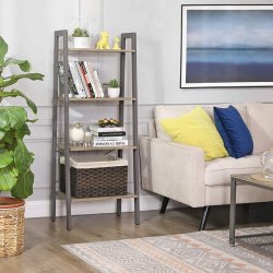 Reol - stigereol i industrielt design - gr beige 138 x 56 x 34