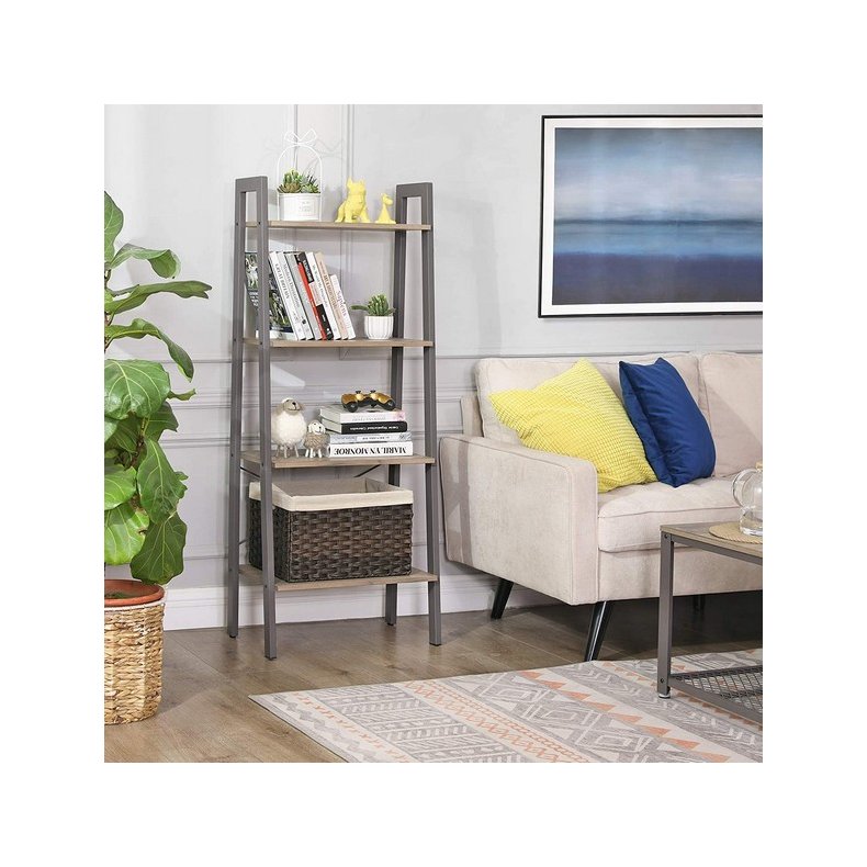 Reol - stigereol i industrielt design - gr beige 138 x 56 x 34