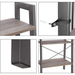 Reol - stigereol i industrielt design - gr beige 138 x 56 x 34