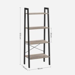 Reol - stigereol i industrielt design - gr beige 138 x 56 x 34