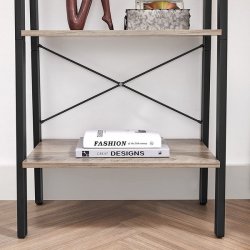 Reol - stigereol i industrielt design - gr beige 138 x 56 x 34