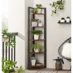 Hjrnereol - stigereol i industrielt design - rustik brun reol