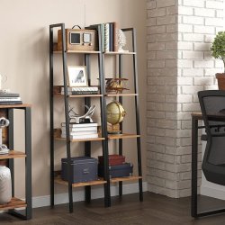 Reol - stigereol i industrielt design - rustik brun 140 x 30 x 34