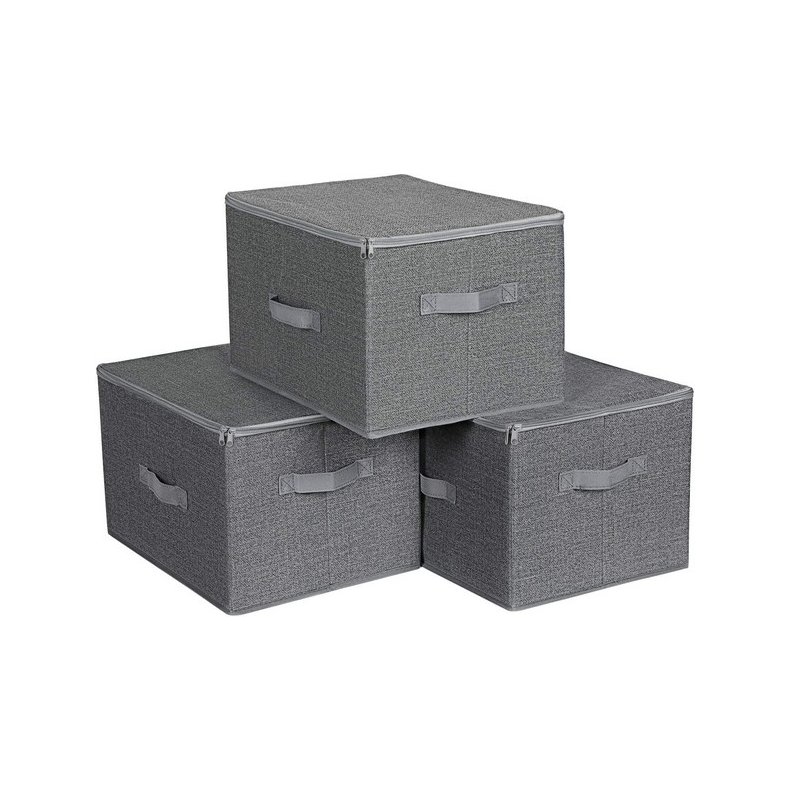 Opbevaringskasser - stofæsker med låg grå 40x30x25 - Opbevaring -