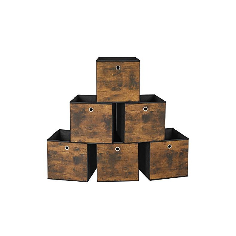 Opbevaringskasser til rumdeler - 6 stofkurve - rustik brun