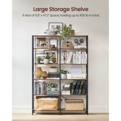 Bogreol - stuereol med 6 hylder - rustik brun 120 x 30 x 172,5