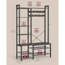 Garderobestativ stort 4-i-1 t�jstativ - gr� og sort 40x120x190
