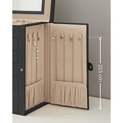 Smykkeskrin - stort smykkeskrin med 5 skuffer og spejl - sort