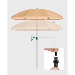 Strandparasol � 1,6 M - �160 parasol til strand - taupe