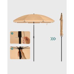 Strandparasol � 1,6 M - �160 parasol til strand - taupe