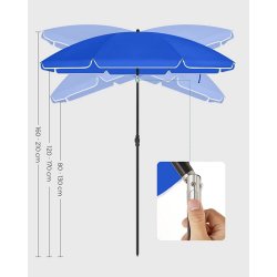 Strandparasol � 1,6 M - �160 parasol til strand - bl�