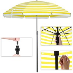 Strandparasol � 2 M - �200 parasol til strand - gul og hvid