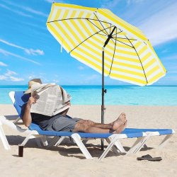 Strandparasol � 2 M - �200 parasol til strand - gul og hvid