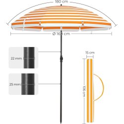 Strandparasol � 1,6 M - �160 parasol til strand - orange og hvid