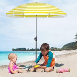 Strandparasol � 2 M - �200 parasol til strand - gul og hvid