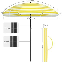 Strandparasol � 2 M - �200 parasol til strand - gul og hvid