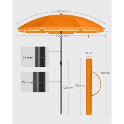 Strandparasol  2 M - 200 parasol til strand - orange