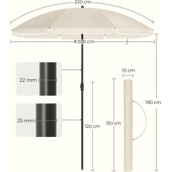 Strandparasol � 2 M - �200 parasol til strand - beige