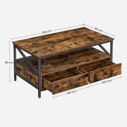 Sofabord - stuebord i industrielt design - rustik brun 100x55x45