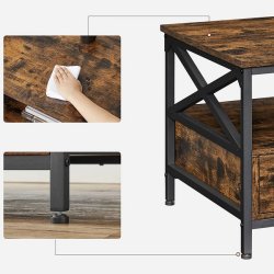 Sofabord - stuebord i industrielt design - rustik brun 100x55x45