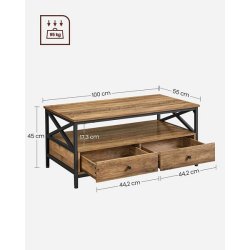 Sofabord - stuebord i industrielt design - valn�d brun 100x55x45