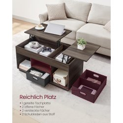 Sofabord med indbygget computerbord og skrivebord - brun