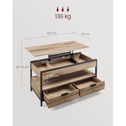 Sofabord med indbygget computerbord og skrivebord - brun