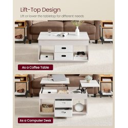 Sofabord med indbygget computerbord og skrivebord - gr� beige