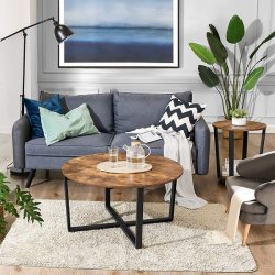 Sofabord - rundt stuebord i industrielt design - rustik brun 88