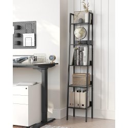 Reol - stigereol i industrielt design - sort 170 x 30 x 34