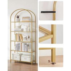 Stuereol - gulvreol med hrdet glas og gyldent stel 83x30,2x183,5