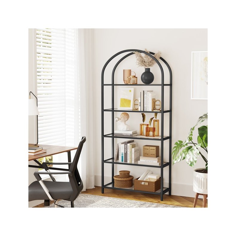 Stuereol - gulvreol med hrdet glas og sort stel 83x30,2x183,5