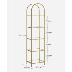 Stuereol - gulvreol med glas og gyldent stel 40x30,2x183,5
