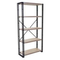 Bogreol - reol med 5 hylder 165 x 80 x 30 med 3D lys egetr struktur