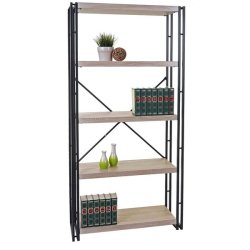 Bogreol - reol med 5 hylder 165 x 80 x 30 med 3D lys egetr struktur