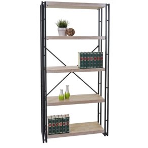 Bogreol - reol med 5 hylder 165 x 80 x 30 med 3D lys egetr struktur