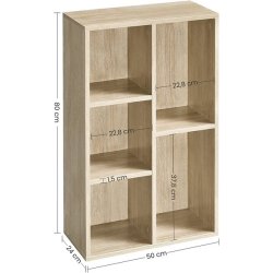 Bogreol - reol i industrielt design - eg brun 50x24x80