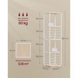 Reol - 360 roterbar bogreol - hvid gulvreol - 43 x 43 x 158
