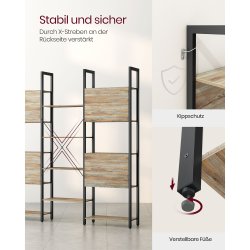Reol - stor stuereol i industrielt design - brun 158x24x166
