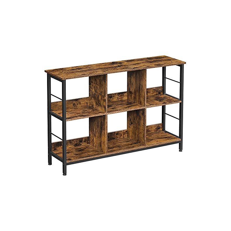 Reol - bogreol med 6 rum - konsolbord - rustik brun 120x80x33